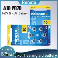Free Shipping 6-12PCS Renata ZA10 PR70 A10 10A 10 1.45V 105mAh Zinc Air batteries For Hearing Aid Ba