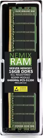 16GB (1x16GB) DDR5 6400MHz PC5-51200 CL52 1Rx8 1.1V 288-pin ECC RDIMM Registered Server Memory, Comp
