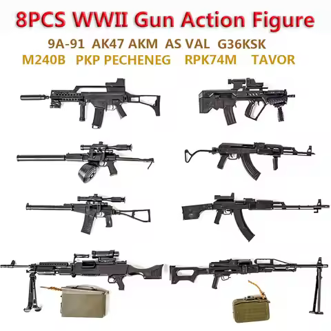 SWAT 1/6 Scale World Gun Assemble Model RPK74 M240 PKP Tavor G36KSK 9A-91 AK47/AKM ASVAL Rifle Machi