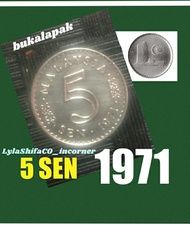 koin 5 sen malaysia 1971 gedung parlemen cent 71