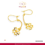 WELL CHIP Five Leaf Clover Shaped Gold Earring- 916 Gold/Anting-anting Emas - 916 Emas