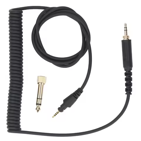 Headphone Sound Cable Long Spring Extension Sound Cable with 3.5mm Plug 6.3mm Adapter for DJ HDJ CUE