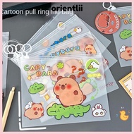 ORIENTLIIY Capybara File Bag, Cute Cartoon PVC Test Paper Storage Pouch, Portable Large Opening Ligh