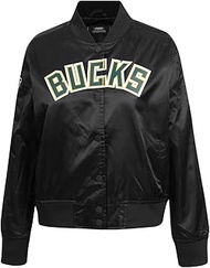 Pro Standard Women's NBA Milwaukee Bucks Classic Chenille Satin Jacket, Black, 2XL