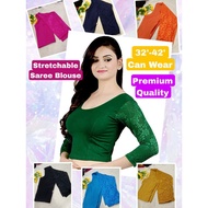 Saree Blouse To Wear/ Stretchable Saree blouse *3/4 Netting sleeves/Branded Collection Saree Top