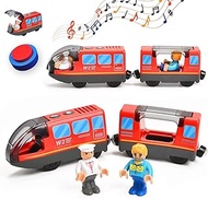 Giant Bean Battery Operated Action Locomotive (Magnetic Connection) Train Set for Wooden Train Track