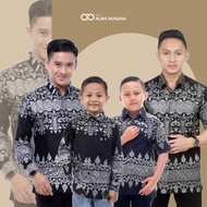 KEMEJA Alma Clothing Batik Shirt For Boys (Invitation Dress) Silver Color Batik For Adult Men Couple Batik Father And Son