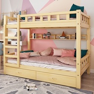 Double Decker Bed Frame Double Bed Loft Bed High Low Direct Supply Full Height Bunk Bed Apartment Bed Solid Wood Children's Bed School Dormitory Bed Bunk Bed