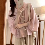 jacket woman autumn jacket woman winter jacket woman Autumn Women's Chinese Style Pink Buttoned Shir