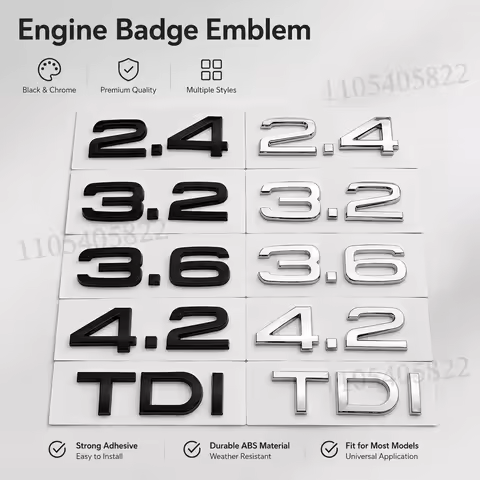 Car Letters 3D ABS 2.4 3.6 3.8 4.2 TDI Rear Trunk Emblem For Audi A3 A4 A5 A6 A7 A8 Q3 Q5 Q7 Q8 2000