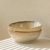 Japanese Retro Open Bowl~7 Inch Ceramic Noodle Soup Bowl Embossed Craft Vegetable Bowl Salad Bowl Sl