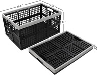 [ydmo] Collapsible Storage Crates Plastic, Large Foldable Crates Set of 3, 42 Liter