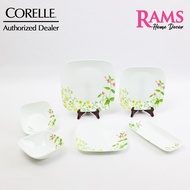 Corelle 6 Pcs Vitrelle Tempered Glass Square Dinner Set / Fish Plate / Dinner Plate / Cereal Bowl / 