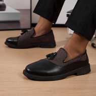 Sizes 39-45 Men's casual leather shoes, British style tassel loafers, slip ons flat shoes ，suit leat