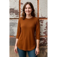 Oversized 7/8 sleeve t-shirt / jumbo women's t-shirt / oversized slit t-shirt / 7/8 sleeve oval body