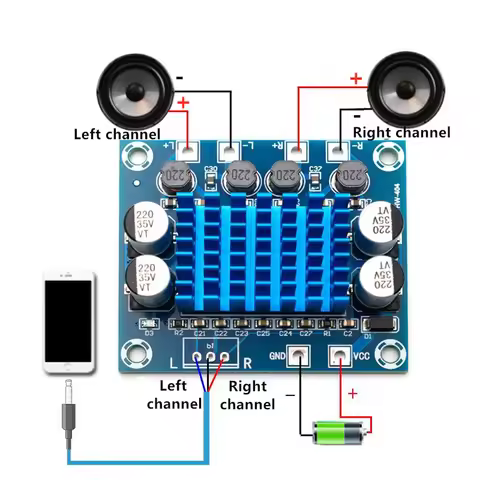 XH - A232 Audio Power Amplifier Board with Official TPA3110 - 30W+30W 2.0 Channel Digital Stereo, DC