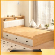 Wood  Solid Bed Double Bed Bedroom Household Tatami Bed Framef Platform Storage Bed