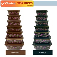 Bekas Raya【7 in 1 Set Food Container】Food Storage Kitchenware/ Food Container With Floral Flower Pri