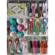 500 pcs economy package + 1 guest book + 1 pen (souvenir 100 pcs mini plastic comb + 100 pcs vegetab