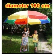 TENDA RAINBOW UMBRELLA 180CM ((NO RETURN GUARANTEE if DAMAGED UMBRELLA)) Beach Umbrella Cafe Umbrell