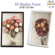 A4/ 7" Hollow Frame 3D Wooden Frame for Picture Frame DIY Dried Flowers Preserved Flowers Decoration