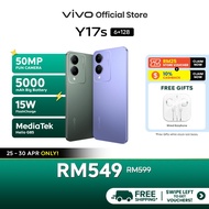 New Arrival vivo Y17s 6GB+6 GB Extended RAM +128GB ROM 5000 mAh Large Battery 50MP Fun camera High-Brightness Display