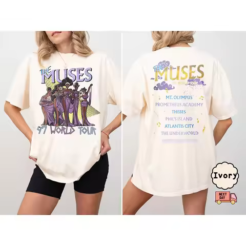 Women Retro Anime Cartoon Tee Summer Hercules The Muses 97 World Tour Comfort Color Shirt Street Fas