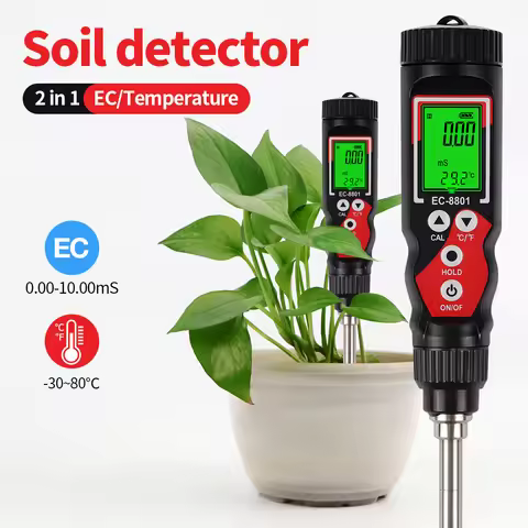 EC8801 2 in 1 Digital EC Meter Temperature EC Soil Tester Electrical Conductivity Detector Garden Pl
