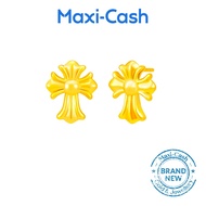 Fleur-de-lis Cross Earrings in 999 Gold