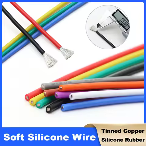 1~10M Soft Silicone Rubber Copper Wire 30/28/26/24/22/20AWG High Temperature Flexible Electrical Pow