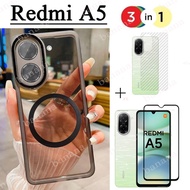 Redmi A5 Case Magnetic Sticker Shockproof Phone Case for Redmi A4 A3 14C 3in1 Tempered Glass Screen 