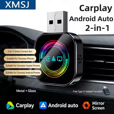XMSJ Carplay Adapter Wireless Android Auto AIBox 3 in 1 for OEM Wired Carplay Screen Support Origina