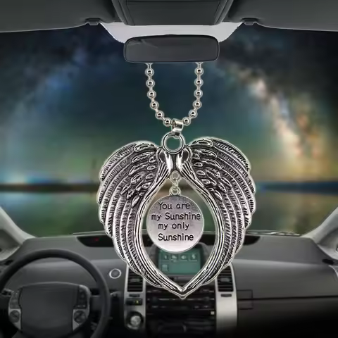 Car Pendant Angel Wing Rearview Mirror Decoration Hanging You are my Sunshine my only Sunshine Auto 