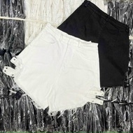 Women's khaki shorts with side tears and waistband, high waist Jean Denim Cream Women Pants Bee with