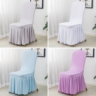 Chair Cover Long Skirt Chair Covers for Dining Room Wedding Hotel Banquet Stretch Spandex New Home Decor High Back