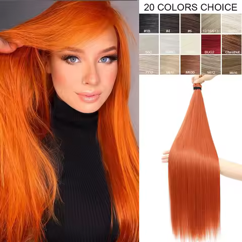 3Pcs 28Inch Straight Crochet Braids 300Grams Orange Ombre Brown Blonde Twist Braiding High Temperatu
