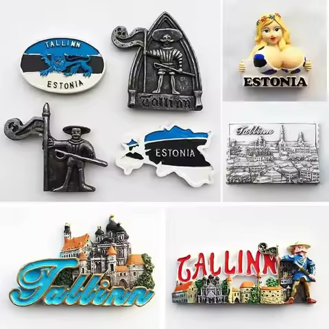 Tallinn Estonia fridge magnets tourist souvenir 3D Resin Crafts Magnetic Refrigerator Stickers Colle