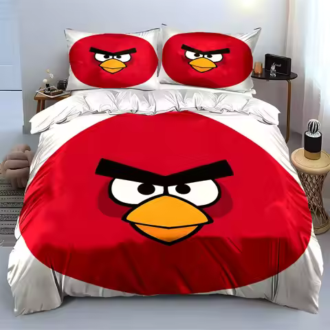 "Angry Bird-Themed Fun Set" kid's and adults' bedroom decor, Exquisite three-piece bedding set gift