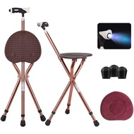 HeavyDutyFoldingCanewithSeatUpgradedTripodDesignWalkingStickforSeniorsAdjustableHeight(32"-36")&Seat