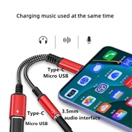 2in1 in  1 USB Type C to 3.5mm Headphone Audio Aux jack Adapter PD 60W Fast Charging Cable