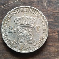 ANCIENT DUTCH SILVER COIN 2 1/2 GULDEN1943 Original
