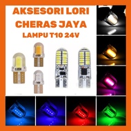 AKSESORI LORI CHERAS JAYA LAMPU T10 COB 24V T10 LED LIGHT 24V LORRY TRUCK TRAILER LORI W5W MERAH  KUNING BIRU HIJAU