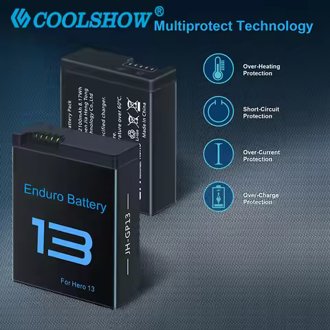 Battery for Gopro Hero 13 Black Battery 2100mah Batteries for Go Pro 13 Bateria Hero13 Battery Sport
