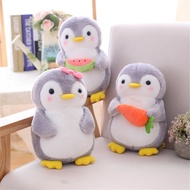 Cute penguin plush toy holding fruits and vegetables, realistic penguin pillow, small stuffed doll 7