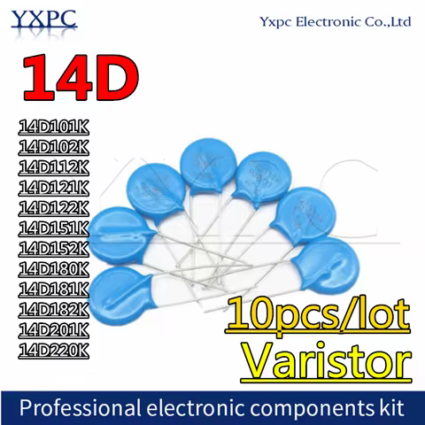 10pcs Varistor 14D101K 14D102K 14D112K 14D121K 14D122K 14D151K 14D152K 14D180K 14D181K 14D182K 14D20