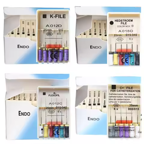 12 Packs/Box 21/25/31mm Dental K-FILE/HEDSTROEM FILE/K-FLEXOFILE/SPREADER Endo Root Canal C+ Files H