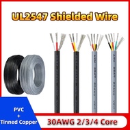 UL2547 Shielded Wire 30AWG Tinned Copper Wire 2/3/4 Core Audio Wire Multi-Core Signal Transmission W