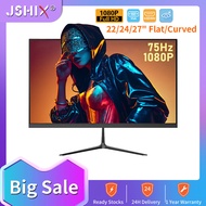 JSHIX Monitor Computer 24 Inch 22/27 Inch Frameless Flat/Curved Monitor 75Hz Full HD Ultra Wide Slim PC Gaming Monitor LED Monitor 4K Monitor VGA HDMI