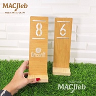 [ MACJleb ] ACP Table Number with Exclusive Wood Motif 25x8 cm Premium Wooden Style Table Sign Elega