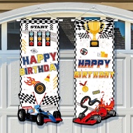 Racing Birthday Porch Sign – Hanging Door Banner – Fast 1st 2nd 3rd 4th 5th Celebration – Welcome Ra